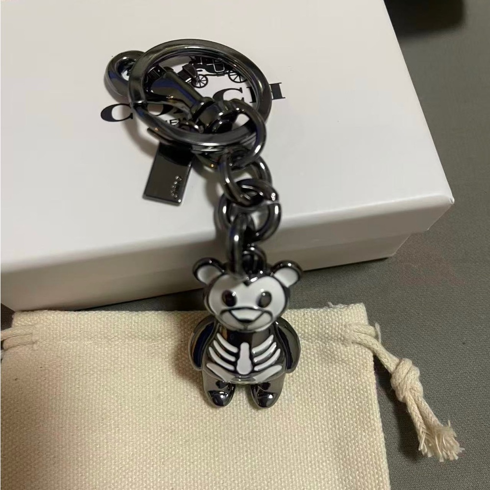 Coach Black & White Skeleton Bear Bag Charm - Picture 4 of 5